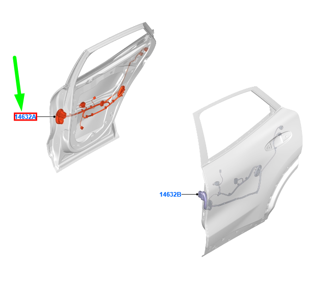 new ford puma rear right door wiring 2537357 l1tt-14632-cac original