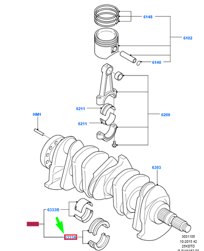 new ford kuga mk1 c394 crankshaft bearing main 9m5n-6a339-ma 1579367 original
