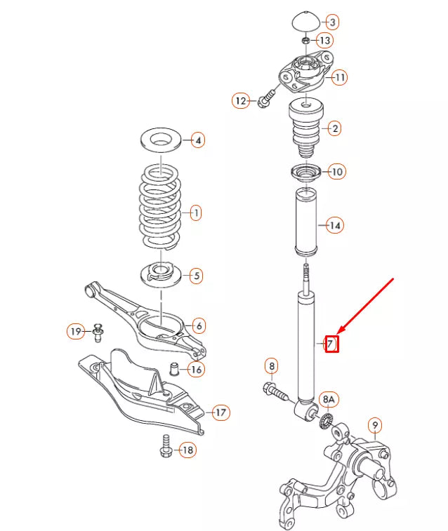 NEW VOLKSWAGEN PASSAT B7 REAR GAS SHOCK ABSORBER 3C0513049CN ORIGINAL