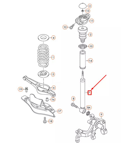 NEW VOLKSWAGEN PASSAT B7 REAR GAS SHOCK ABSORBER 3C0513049CN ORIGINAL