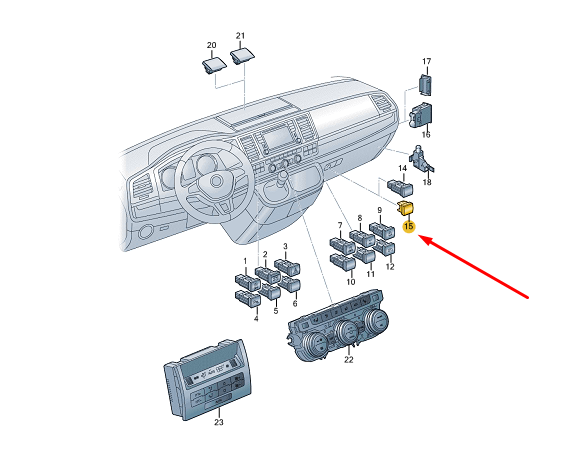new vw transporter vi t6 dummy cover 7e0959623e1qb original