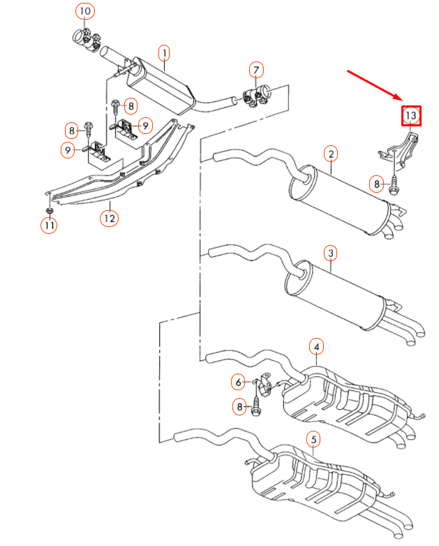 NEW VOLKSWAGEN BEETLE 9C REAR EXHAUST SYSTEM BRACKET 1J0253144J ORIGINAL