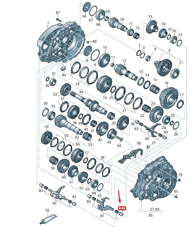 NEW VW TRANSPORTER T6 SELECTOR SHAFT WITH FORK SLIDING SLEEVE 0A5311683