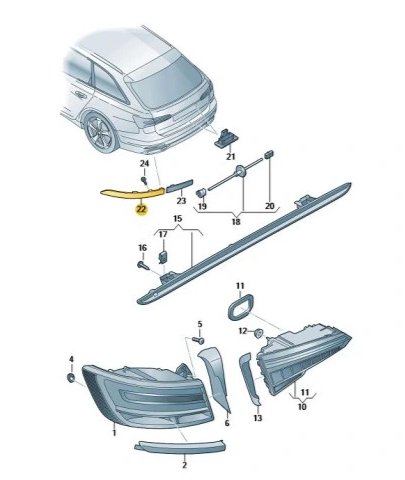 NEW AUDI A6 C8 REAR LEFT BUMPER REFLECTOR 4K0945105G ORIGINAL