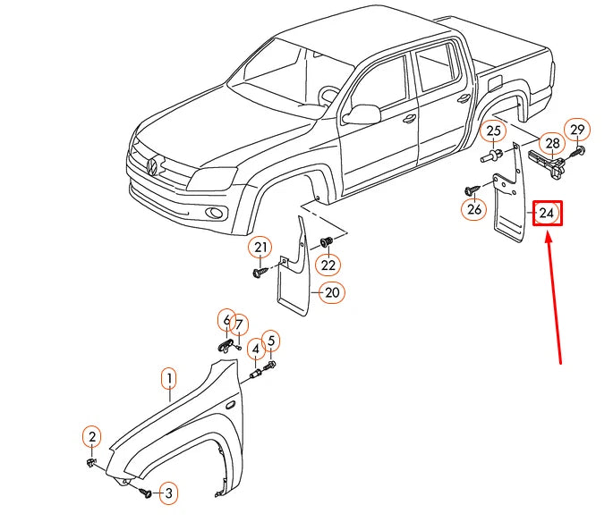 NEW VOLKSWAGEN AMAROK REAR LEFT MUD FLAP 2H0821811G9B9