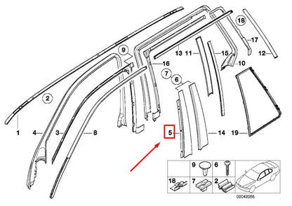 NEW BMW 5 E39 FRONT LEFT B-PILLAR WINDOW TRIM 51327890087 7890087 ORIGINAL