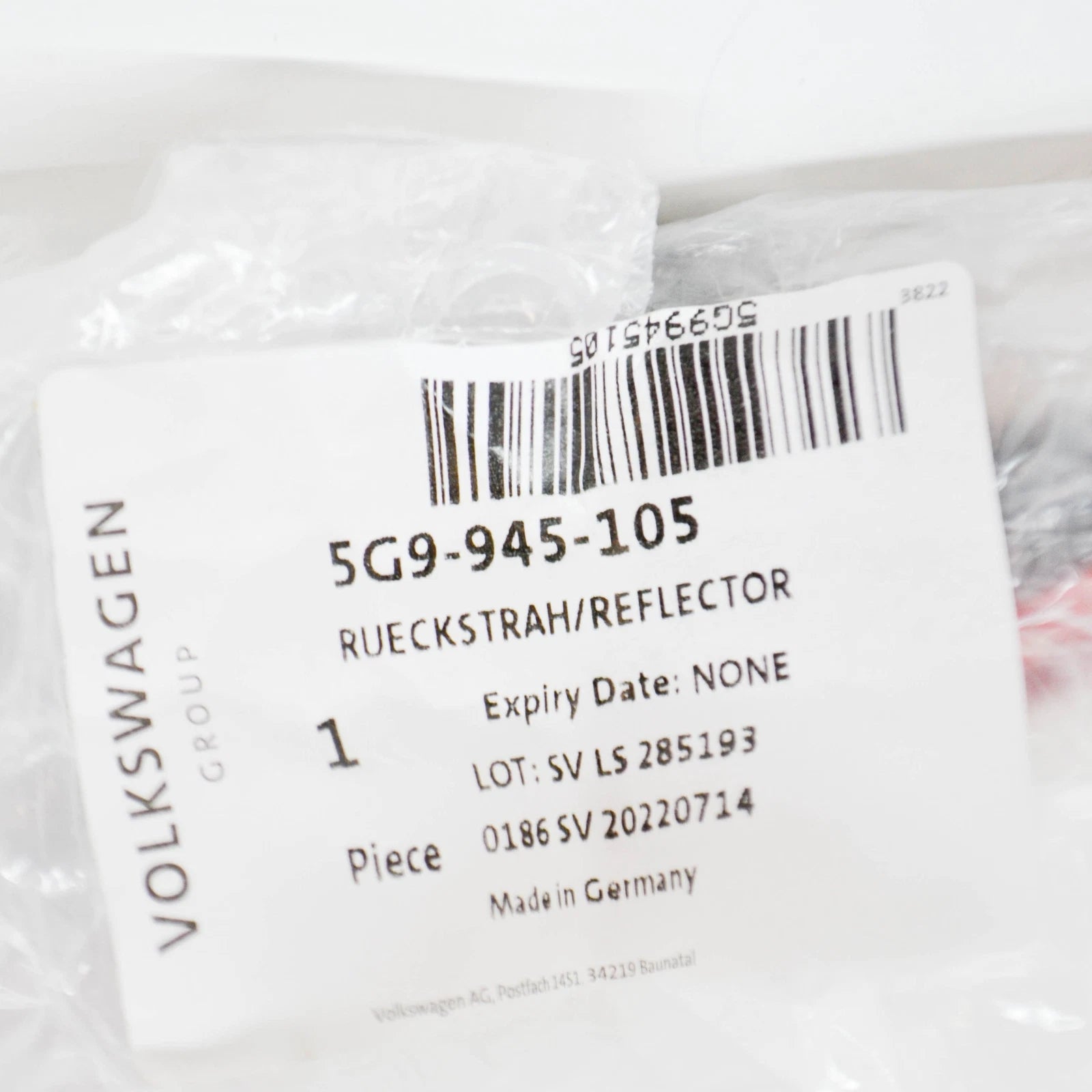 NEW VOLKSWAGEN GOLF MK7 REAR BUMPER LEFT REFLECTOR 5G9945105