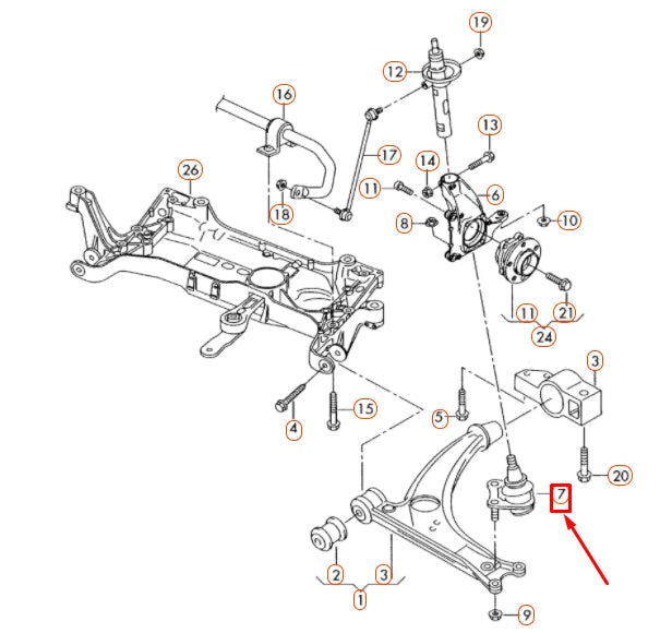 NEW AUDI TT 8J FRONT LEFT BALL GUIDE JOINT 8J0407365 ORIGINAL