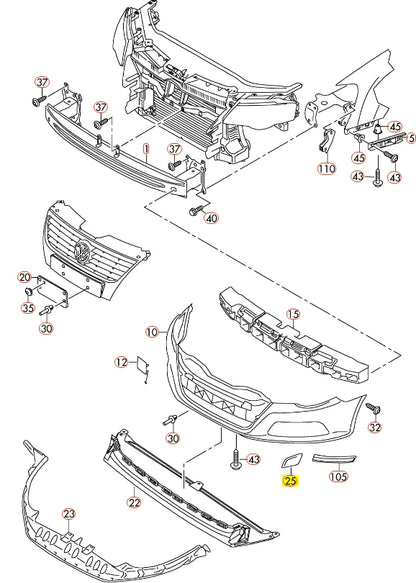 NEW VW PASSAT CC FRONT BUMPER O/S RIGHT CLEAR TURN SIGNAL REFLECTOR