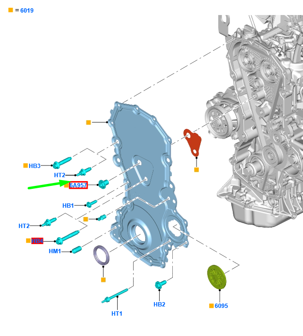 new ford ranger t6 mk1 timing gear stud 2464708 gk2q-6442-ga original
