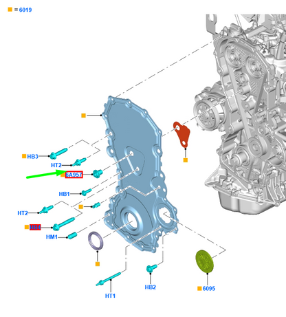 new ford ranger t6 mk1 timing gear stud 2464708 gk2q-6442-ga original
