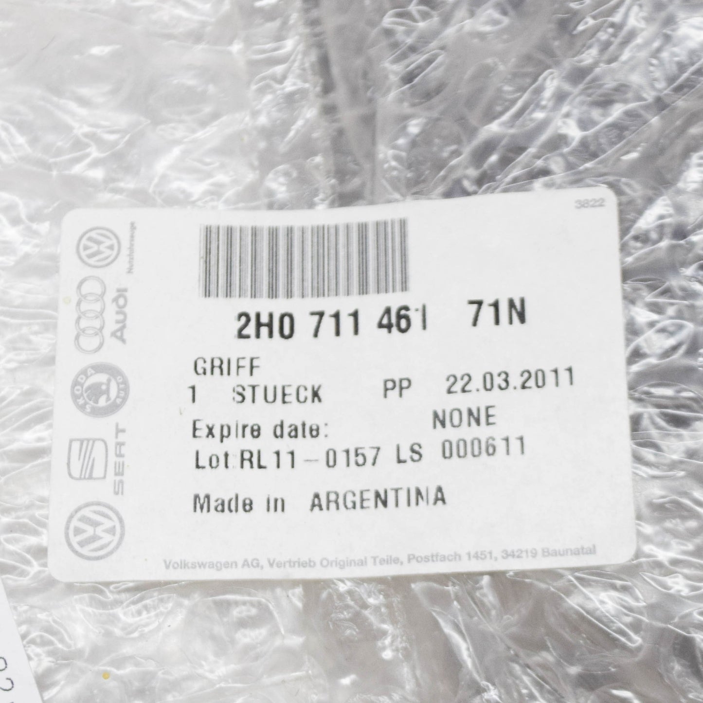 NEW VOLKSWAGEN AMAROK HANDLE FOR HAND BRAKE LEVER WITH BOOT 2H071146171N