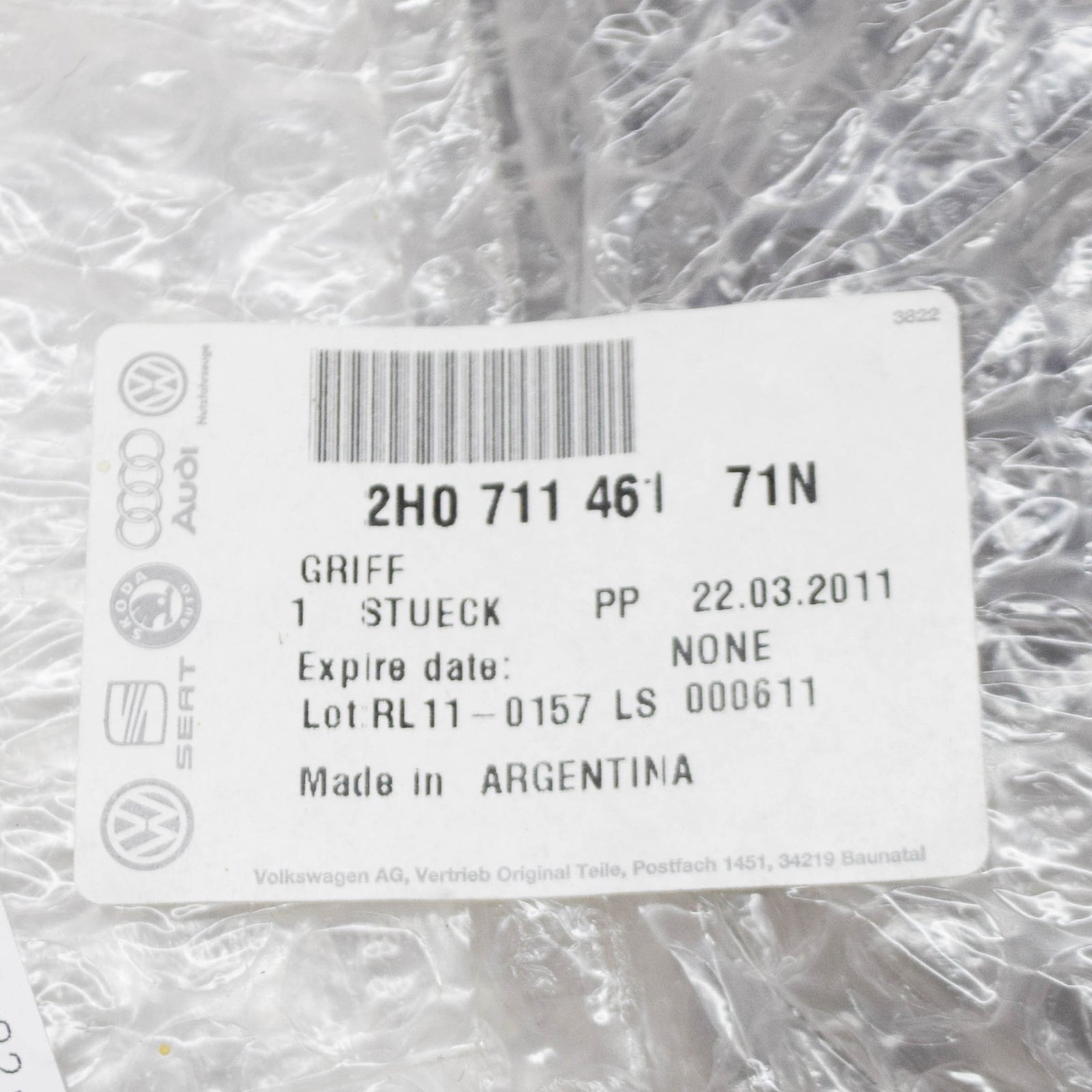 NEW VOLKSWAGEN AMAROK HANDLE FOR HAND BRAKE LEVER WITH BOOT 2H071146171N