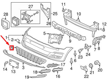 NEW VOLKSWAGEN GOLF MK7 FRONT BUMPER CENTRE LOWER GRILLE 5GM8536779B9 ORIGINAL