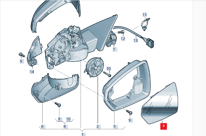 NEW AUDI A1 SPORTBACK GB FRONT LEFT DOOR MIRROR GLASS LHD 2G0857521B ORIGINAL