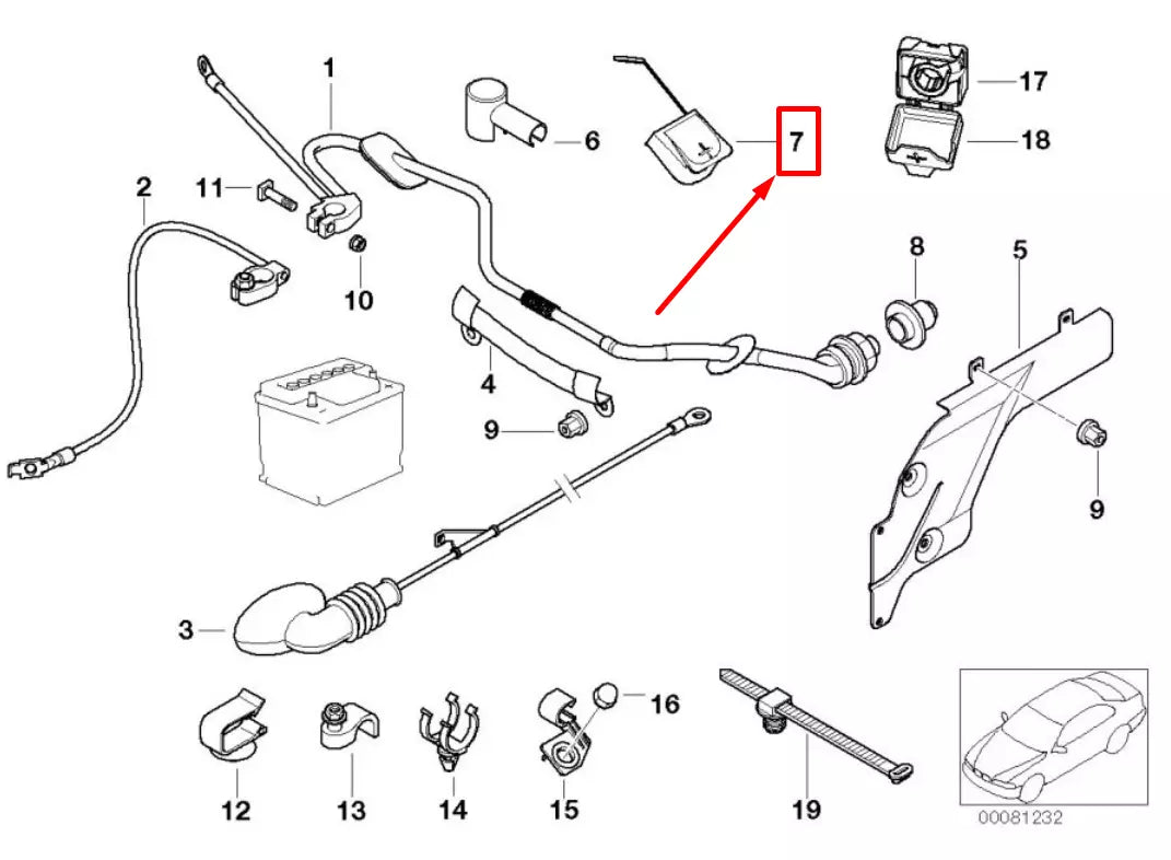 NEW BMW 5 E39 BATTERY CABLE BASE B COVER 12427503054 7503054 ORIGINAL