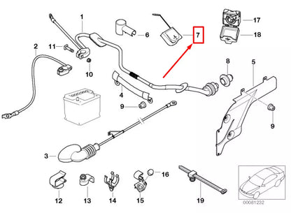 NEW BMW 5 E39 BATTERY CABLE BASE B COVER 12427503054 7503054 ORIGINAL