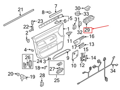 NEW VW TOUAREG 7L FRONT LEFT DOOR WINDOW SWITCH 7L6959857E3X1 ORIGINAL