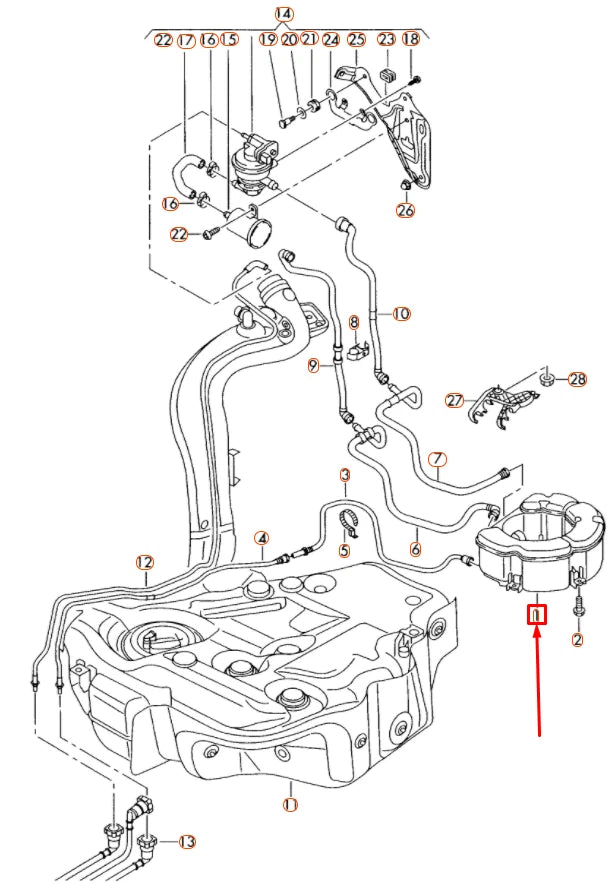 NEW AUDI A3 8P ACTIVATED CHARCOAL CONTAINER VAPOR CANISTER 1K0201797C ORIGINAL