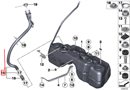 new bmw x4 f26 plastic fuel filler pipe 16117216528 original