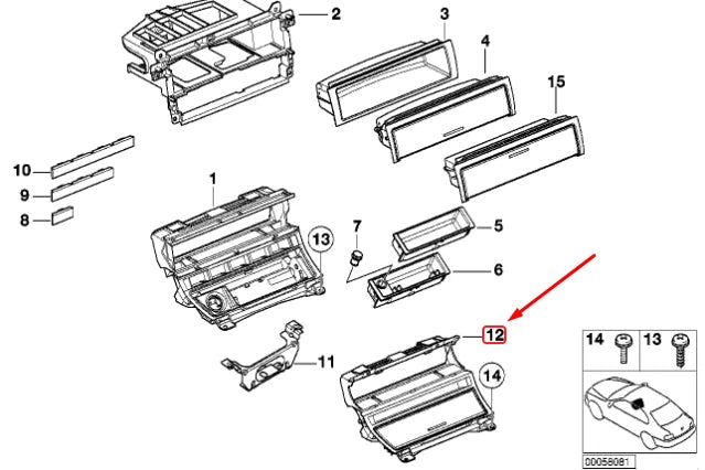 NEW BMW 3 E46 RADIO MOUNTING BRACKET LHD 51167001410 ORIGINAL