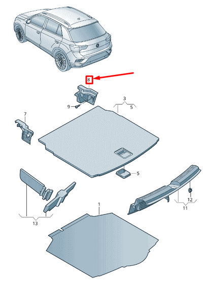 NEW VW T-ROC A11 RIGHT LUGGAGE COMPARTMENT MOUNTING BLOCK 2GA85884882V ORIGINAL