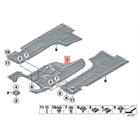NEW BMW 5 F10 ENGINE CENTER UNDERFLOOR COATING SPLASH SHIELD 51757186714