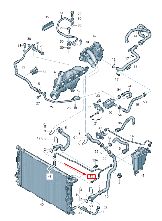 new audi q5 8r engine coolant hose 8r0121081bg original