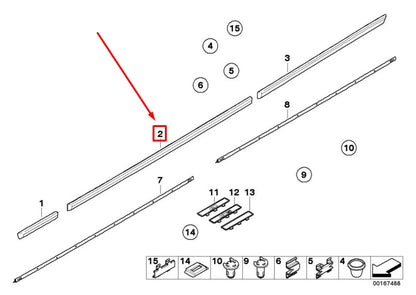 NEW BMW 5 E39 FRONT LEFT DOOR MOULDING 2693353 51132693353 ORIGINAL