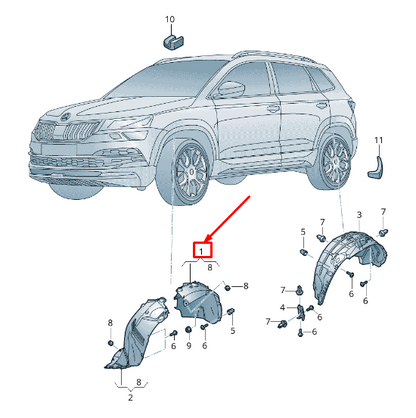 new skoda karoq nu front right inner arch liner 575809958a original
