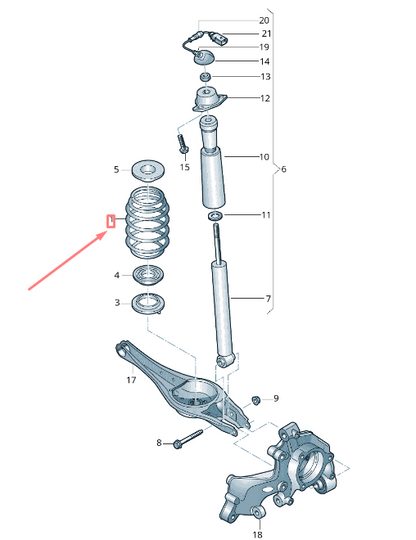 new volkswagen golf 5g mk7 rear axle coil spring 5q0511115nh original