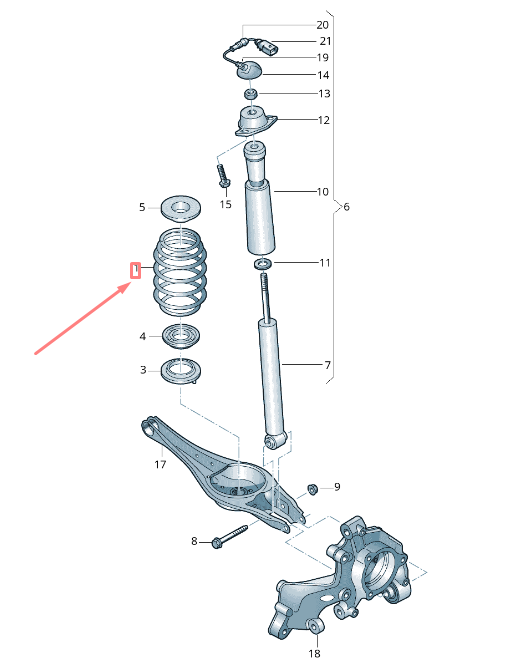 new volkswagen golf 5g mk7 rear axle coil spring 5q0511115nh original