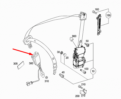 NEW MERCEDES-BENZ C-CLASS W204 FRONT LEFT SEAT BELT BUCKLE A2048600169 ORIGINAL