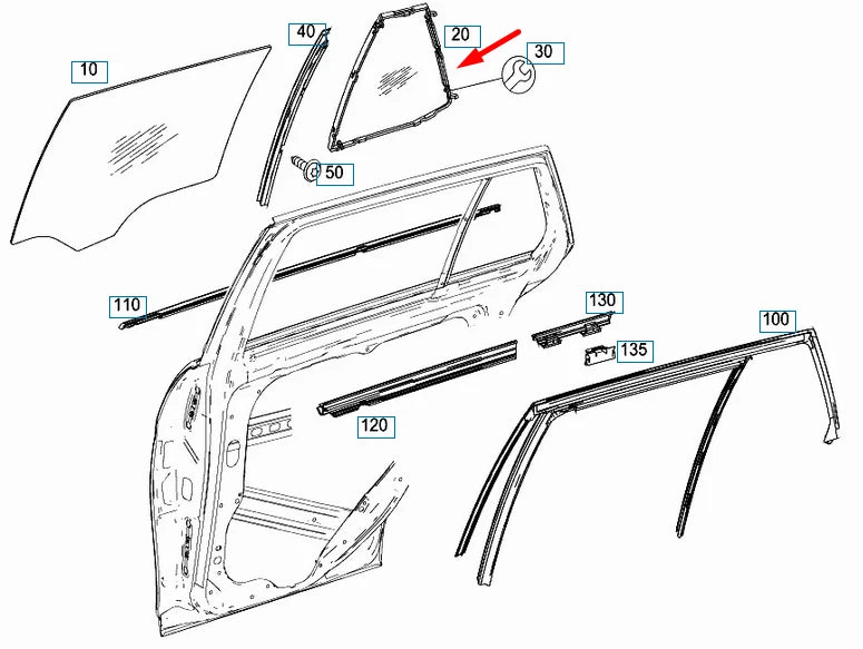 NEW MERCEDES-BENZ C-CLASS S204 REAR LEFT DOOR WINDOW A2047300355