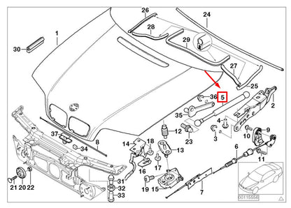 NEW BMW 3 CABRIO E46 HOOD LIFT SUPPORT 51237893236 7893236 ORIGINAL