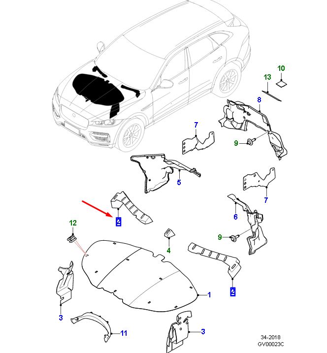 new jaguar f-pace x761 engine bay right insulation pad lhd t4a18176 original