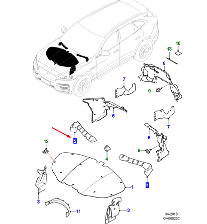 new jaguar f-pace x761 engine bay right insulation pad lhd t4a18176 original