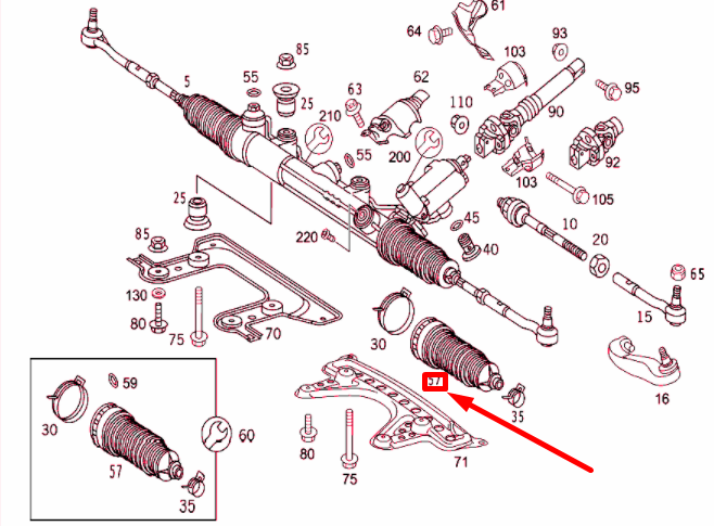 NEW MERCEDES-BENZ S W220 RACK-AND-PINION STEERING BOOT A2204630296 ORIGINAL
