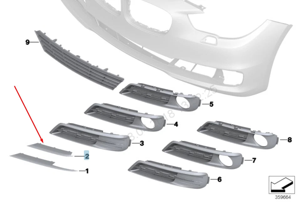 NEW BMW 5 GT F07 FRONT BUMPER LEFT PROTECTIVE STRIP LUXURY 51117331721 ORIGINAL
