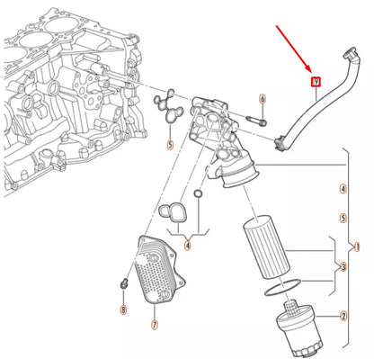 NEW VOLKSWAGEN BEETLE A5 OIL FILTER BREATHER HOSE 07K103558C ORIGINAL