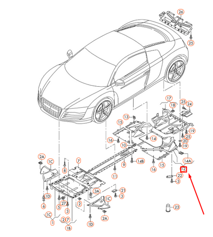 new audi r8 42 rear centre underbody trim 420825201c original