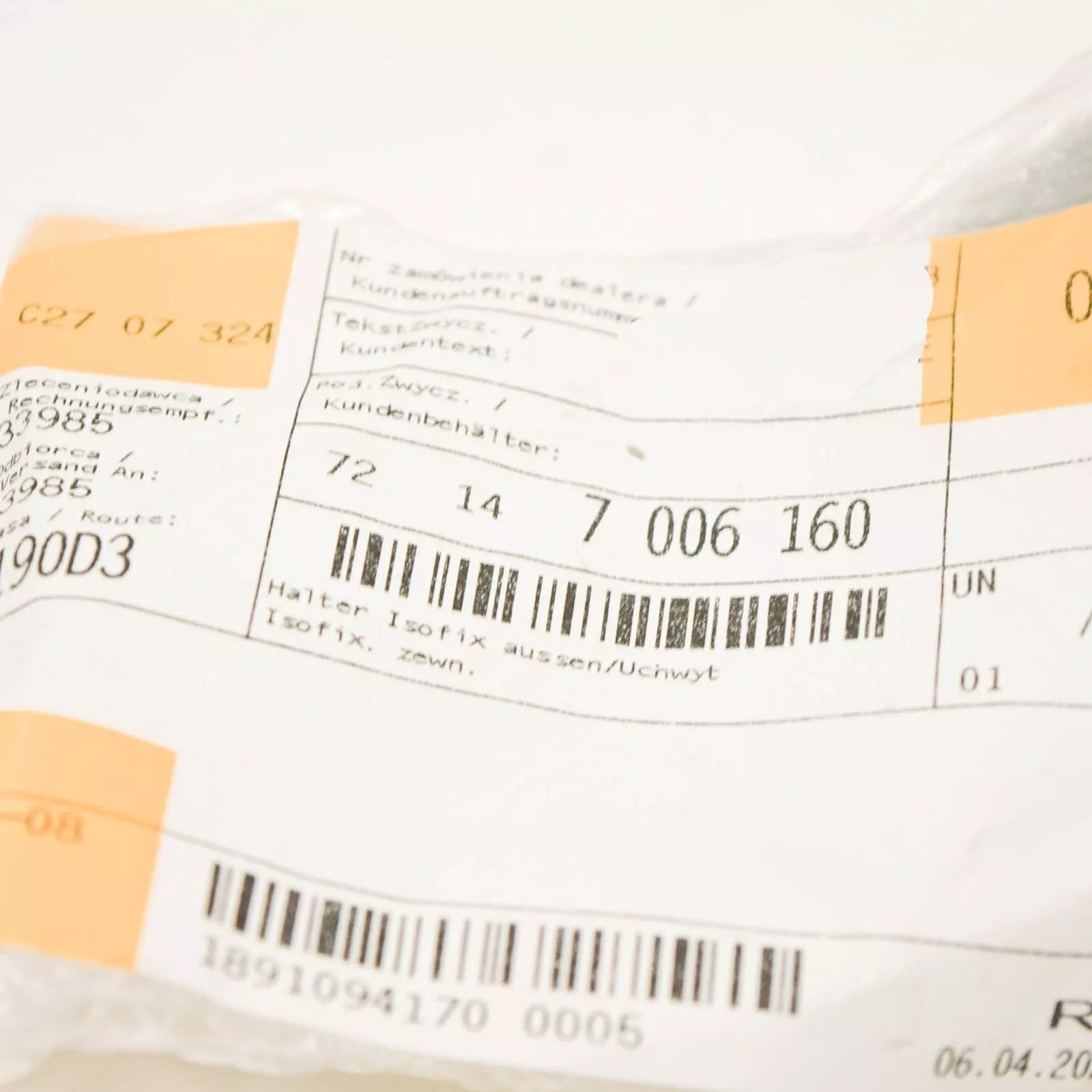 NEW BMW 3 TOURING E46 ISOFIX EXTERIOR HOLDER 72147006160 7006160 ORIGINAL