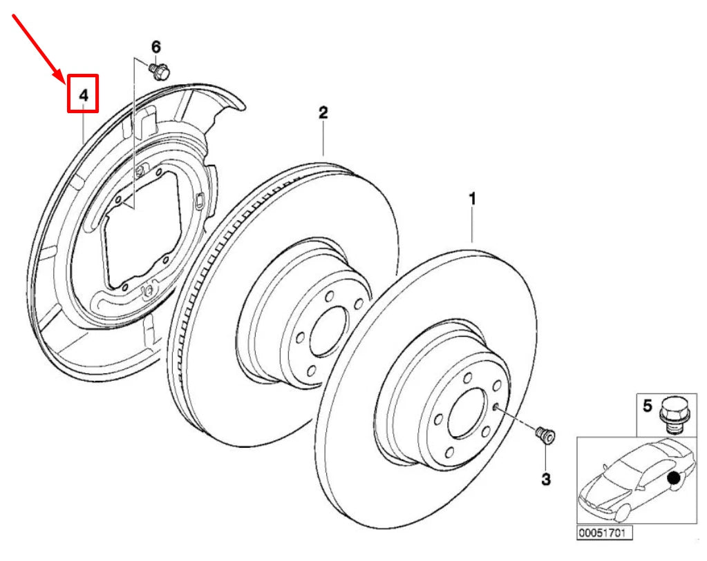 NEW BMW Z3 COUPE E36 REAR LEFT BRAKE DISC PROTECTION 34212228003 2228003