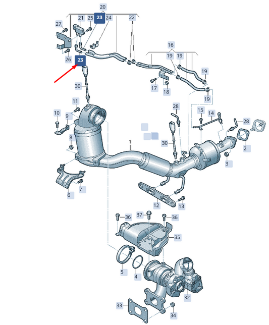 new skoda superb mk3 exhaust system line connection piece 03n131823 original