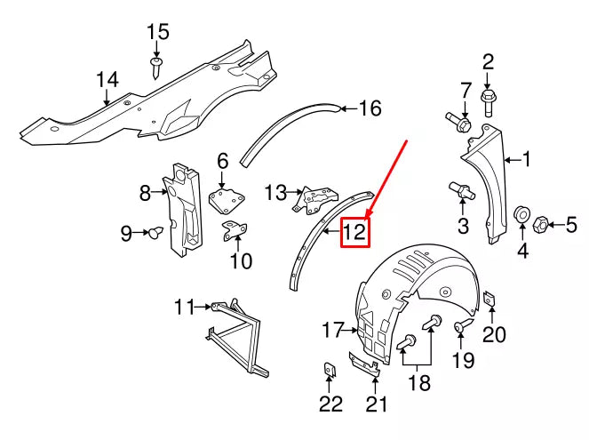 NEW AUDI R8 SPYDER 42 FRONT LEFT FENDER LINER BRACKET 420805357C