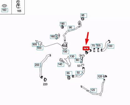 NEW MB GL X164 INTERMEDIATE PIECE TO HEAT EXCHANGER HOSE A1645060335 ORIGINAL