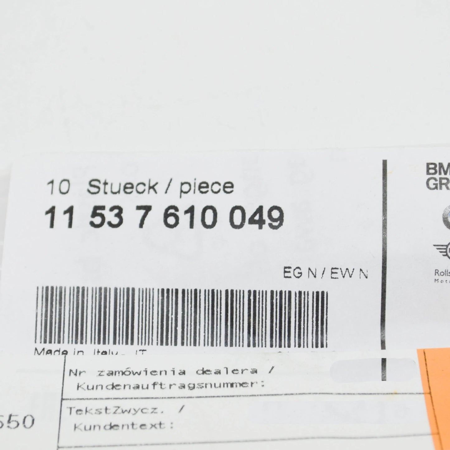 NEW BMW X3 G01 OIL INLET TUBE O-RING 7610049 11537610049 ORIGINAL