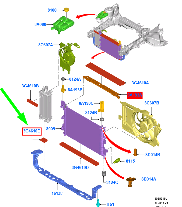 new ford focus mk3 c346 radiator energy absorbing foam pad 1490699 original