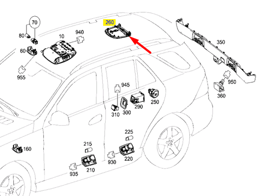 new mercedes-benz gle w166 rear dome lamp a16690665001b88 original