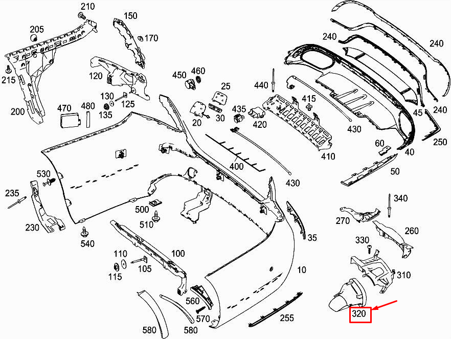 new mercedes-benz e w213 rear right exhaust tail pipe trim a2134904200 original